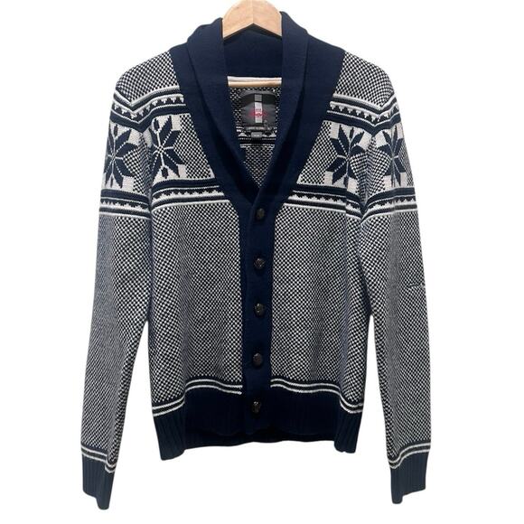Vintage Men’s Buffalo Jeans Fair Isle Cardigan Sweater M - Picture 3 of 9
